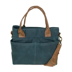 Unique woven handbag Sarah Premier: Deep Teal Waxed Canvas