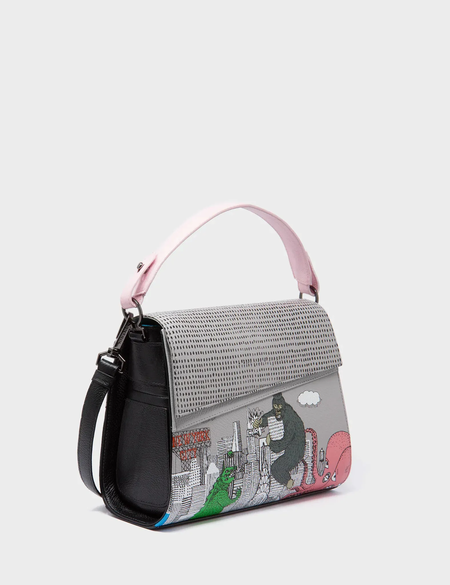 Anastasio Mini Crossbody Handbag Moonwalk Leather - Hairy Harold Print Daytime Outfit