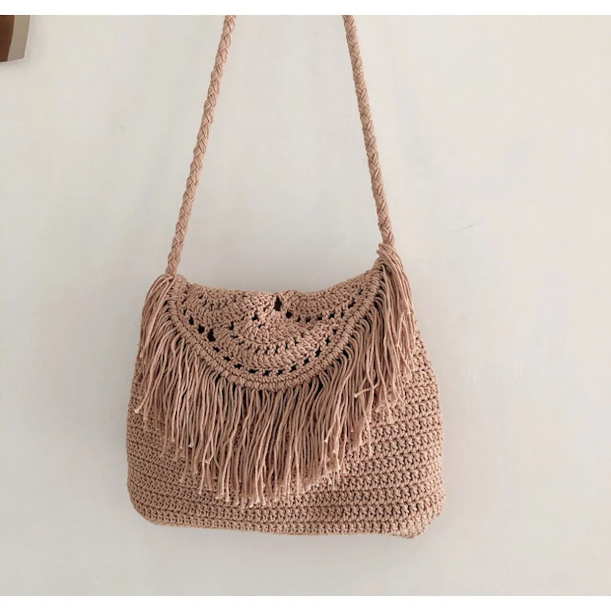 Elena Handbags Handmade Bohemian Tassel Beach Bag Lightweight Travel Lightweight Everyday