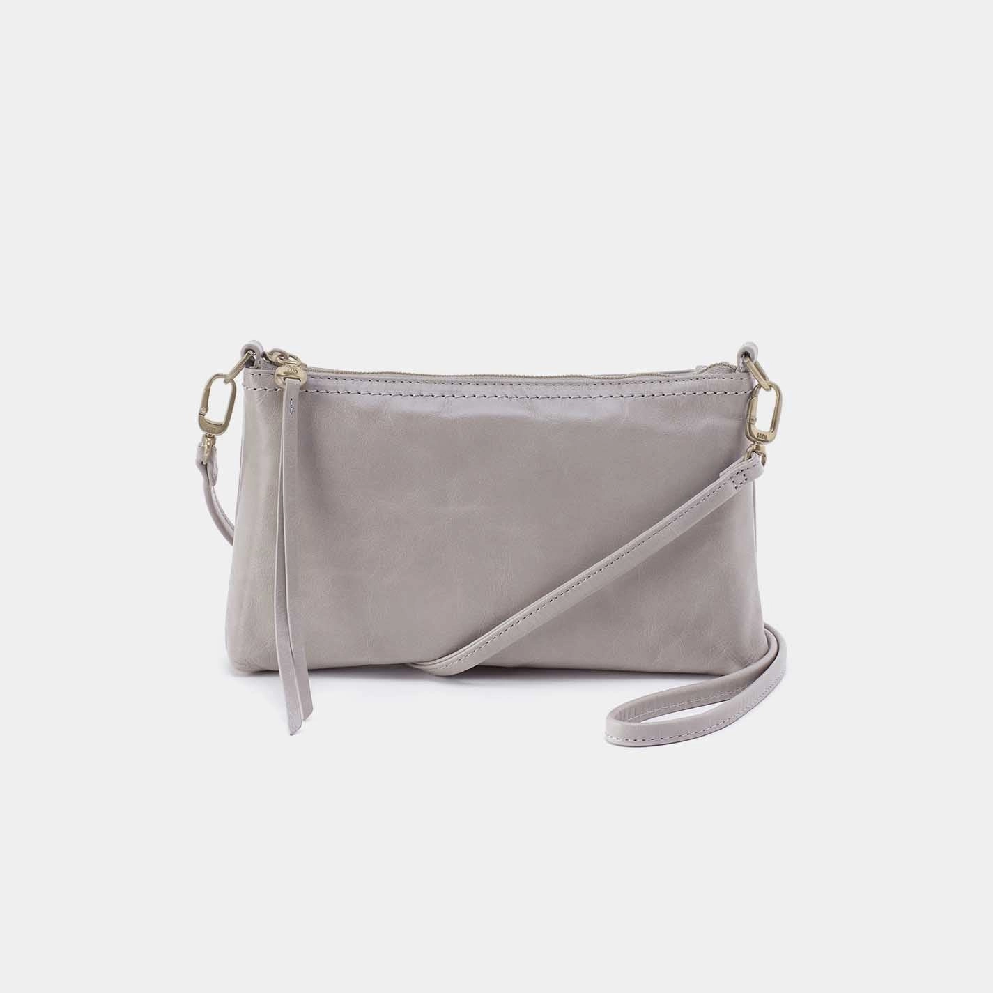Timeless elegance Darcy Crossbody in Polished Leather - Light Grey