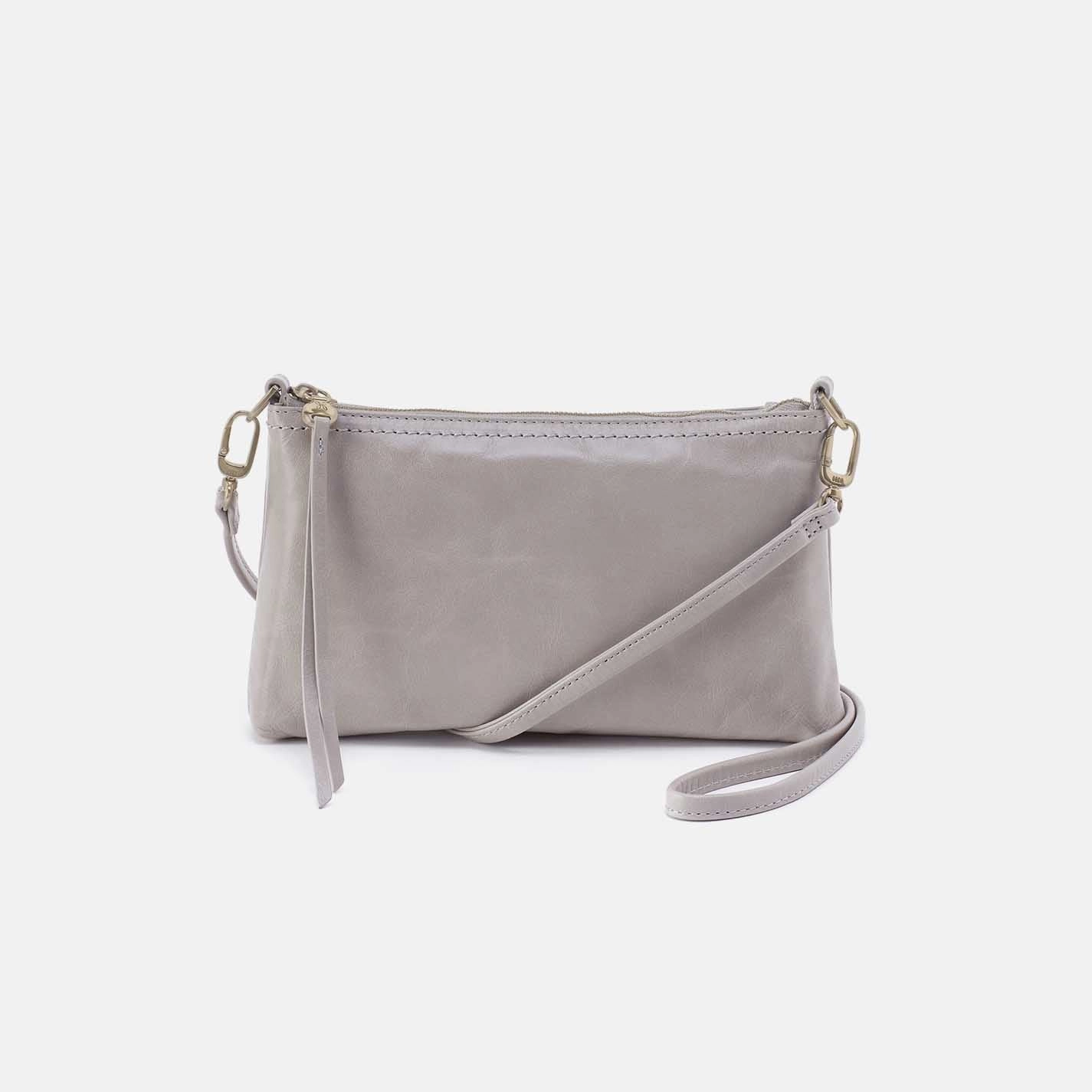 Practical Travel Design Casual Fashion Accessory Darcy Crossbody in Polished Leather - Light Grey