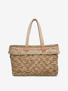 Marlee Vegan Seagrass Tote Dressy Detail