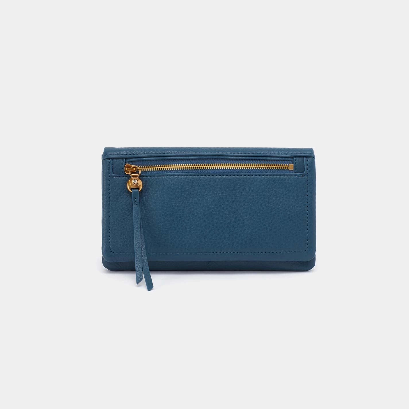 Practical Design Everyday Utility Lumen Continental Wallet in Pebbled Leather - Peacock Feather