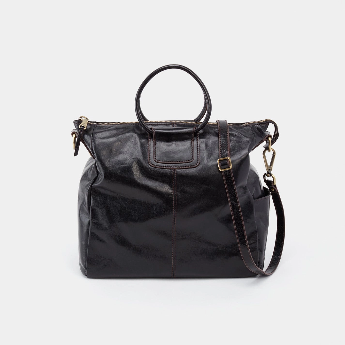 Casual Comfort Sheila Large Satchel in Polished Leather - Black