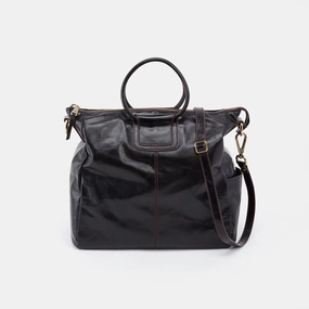 Practical Everyday Style Functional Fashion Detail Sheila Large Satchel in Polished Leather - Black