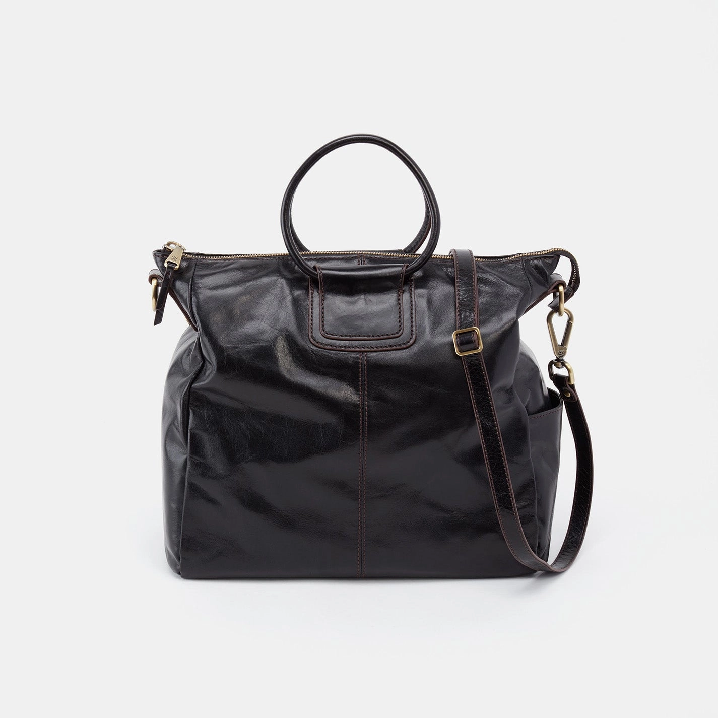 Daily Lifestyle Sheila Large Satchel in Polished Leather - Black
