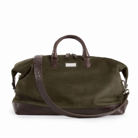 Aspen Travel Duffle Bag, Olive Suede, Croc Trim Minimalist Aesthetic