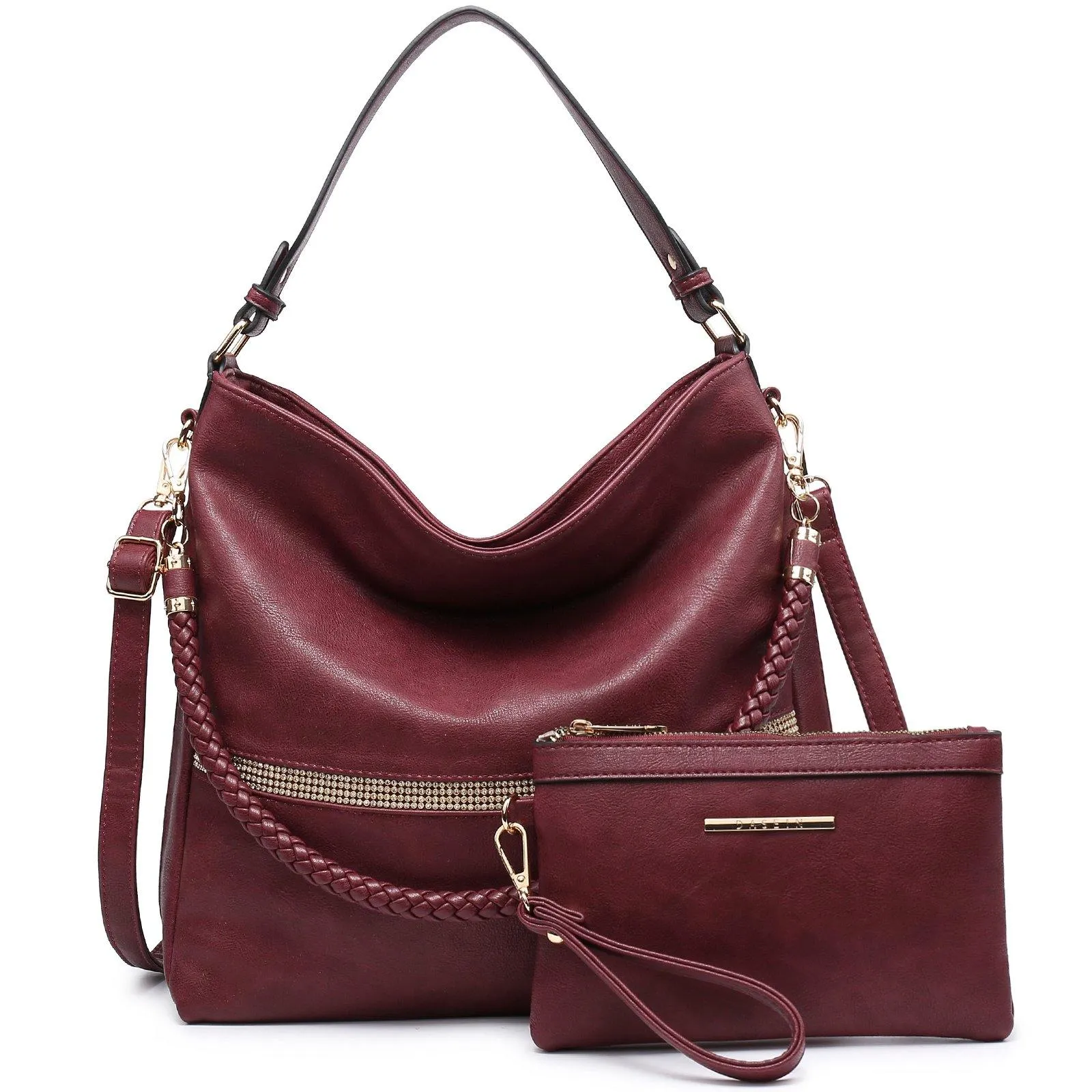 Women Concealed Carry Purses Handbags Faux Leather Hobo with Matching Clutch Urban Look