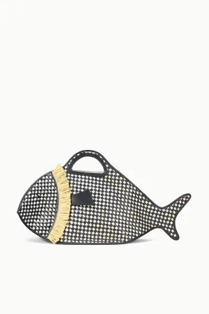 CLEO FISH BASKET TOTE | BLACK NATURAL Unstructured Shape