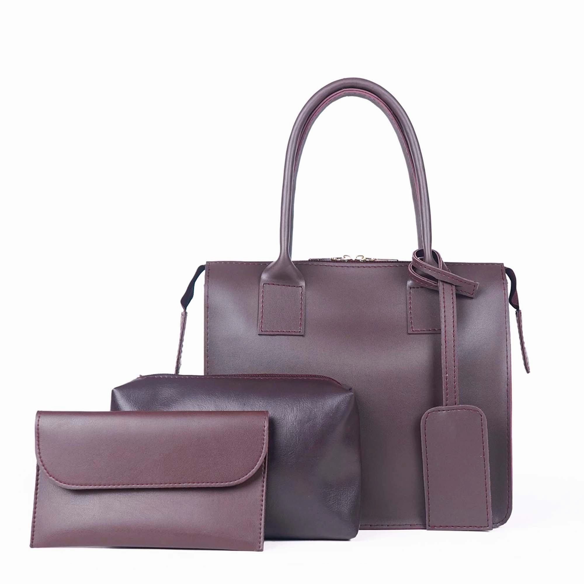 Clever set of 3 Bag Maroon Timeless Design Elegant Harmony