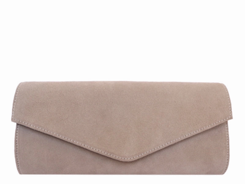 Clutch Handbag Suede - Beige Everyday Performance Minimalist Aesthetic