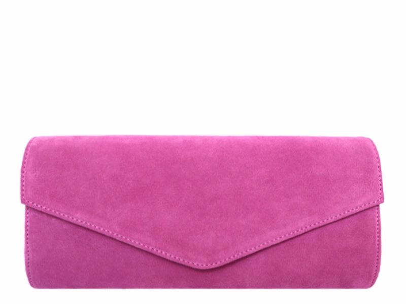 Clutch Handbag Suede - Fuchsia Everyday Use