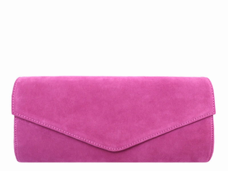 Simple Carry Clutch Handbag Suede - Fuchsia
