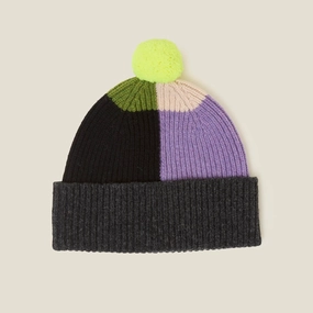Urban Companion Colour Block Beanie - Neon Yellow