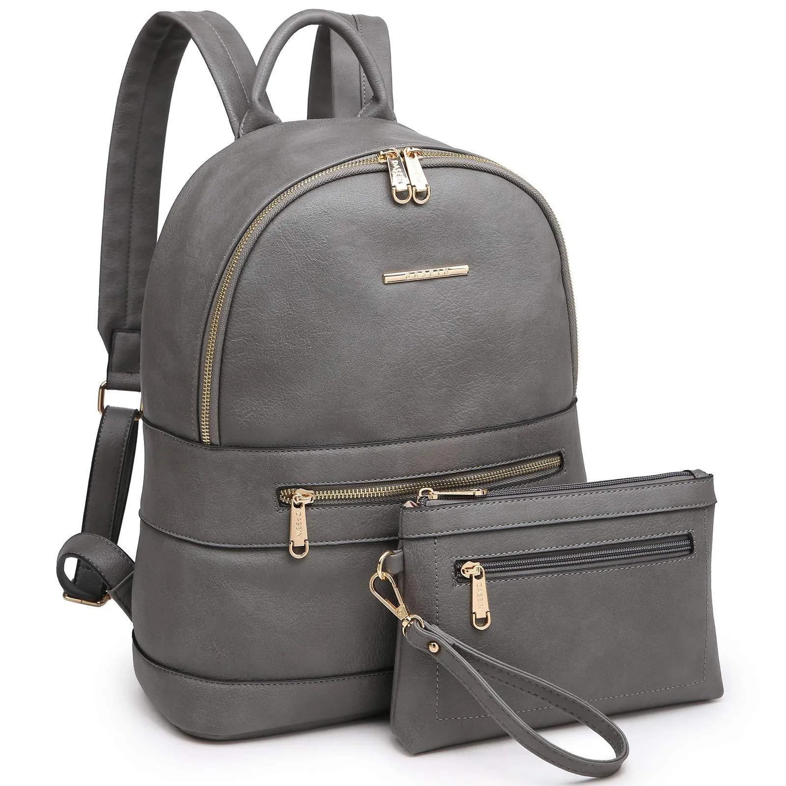 Lightweight Fit Daily Organizer Fashion Casual Women Backpack with Matching Wristlet 2Pcs Set l Dasein