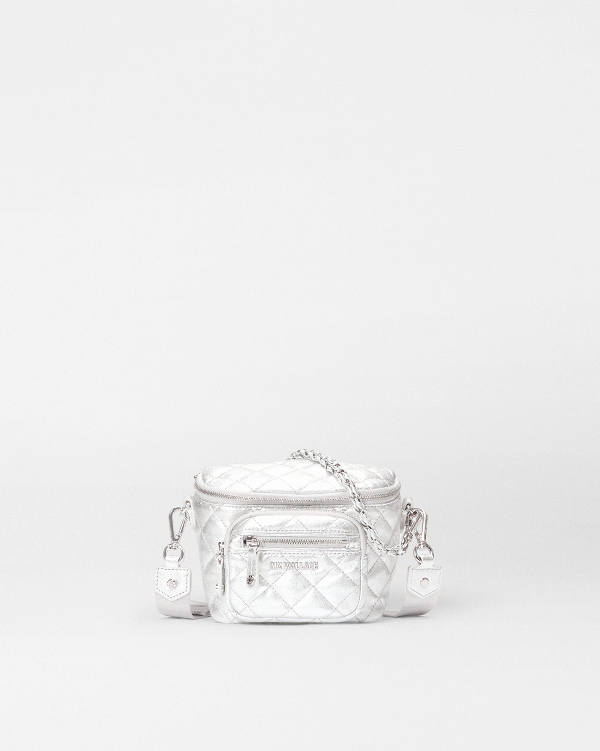 Active Function Silver Leather Micro Crosby Sling Bag