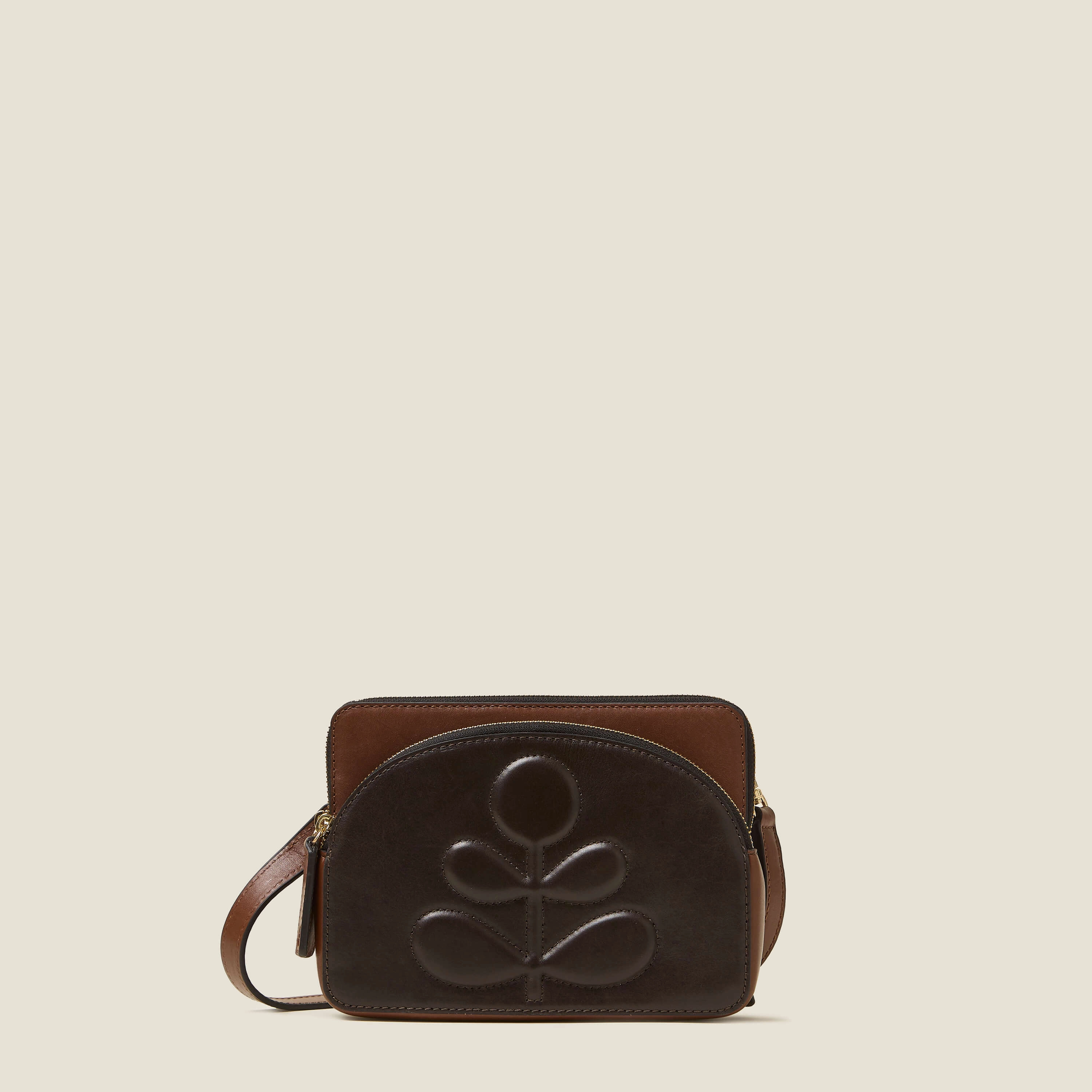 Simple Functionality Portia East Crossbody - Embossed Stem Walnut