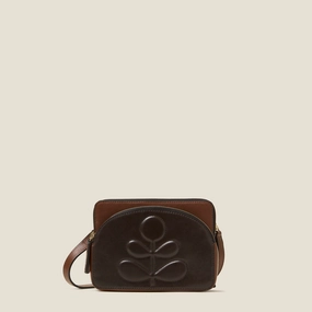 Simple Functionality Portia East Crossbody - Embossed Stem Walnut