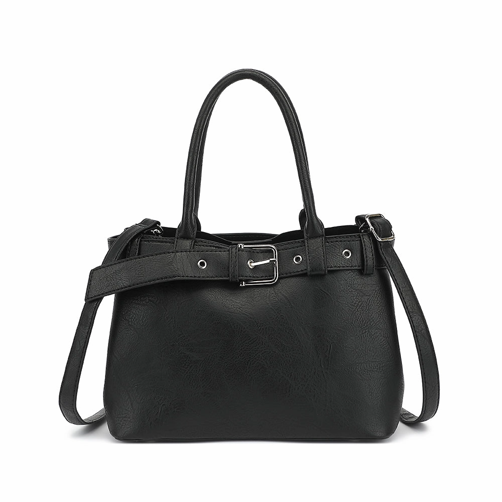 Versatile Organizer Belted Triple Compartment Satchel with Detachable Crossbody Strap 1894L