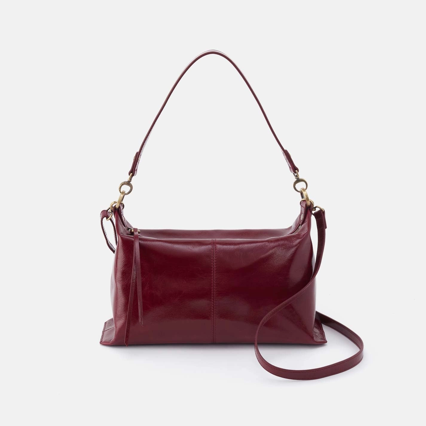 Office Ready Avon Shoulder Bag in Polished Leather - Saddleberry