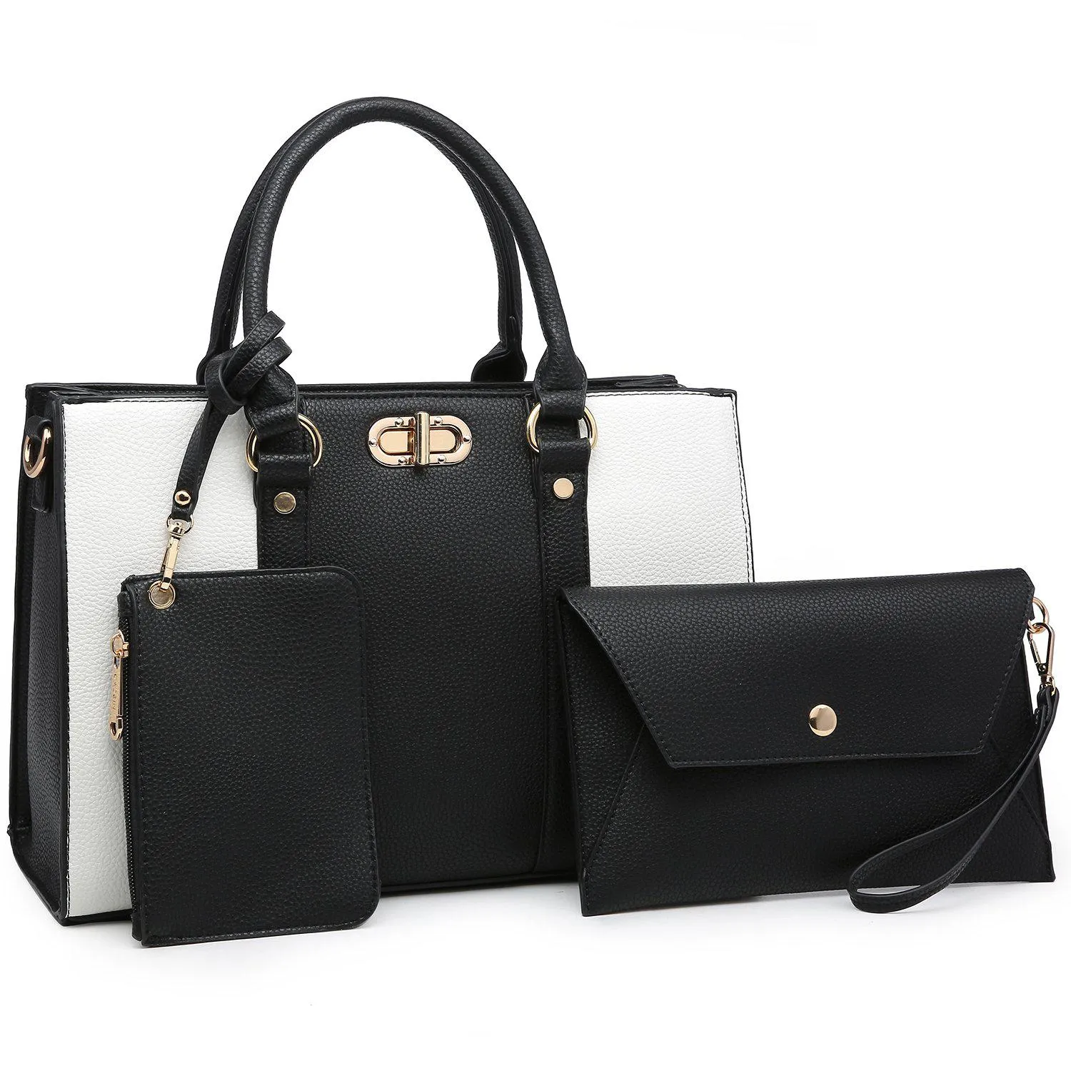 Sleek Structure Two-tone 3-in-1 Handbag