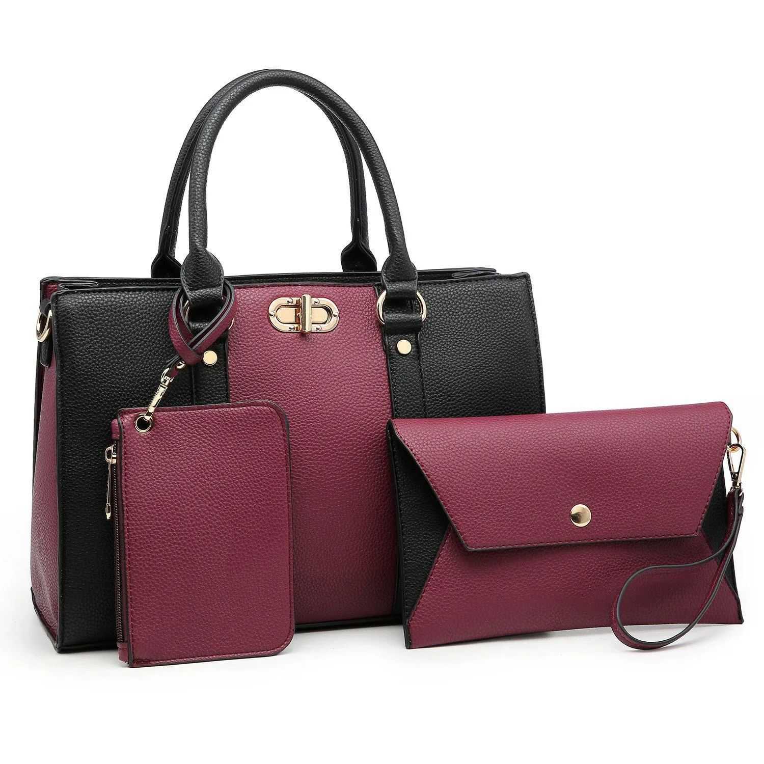 Two-tone 3-in-1 Handbag Stylish Simplicity Practical Structure