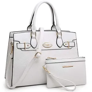 Modern Look Ladies Shoulder Bag Top Handle Satchel Tote Work Bag with Matching Clutch l Dasein