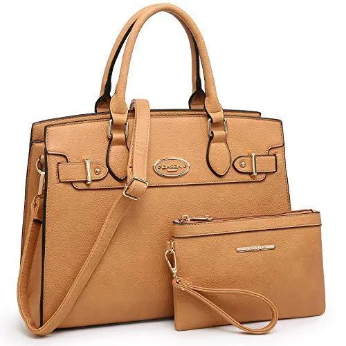 Ladies Shoulder Bag Top Handle Satchel Tote Work Bag with Matching Clutch l Dasein Stylish Form Night Glamour