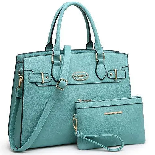 Ladies Shoulder Bag Top Handle Satchel Tote Work Bag with Matching Clutch l Dasein Luxury Evening
