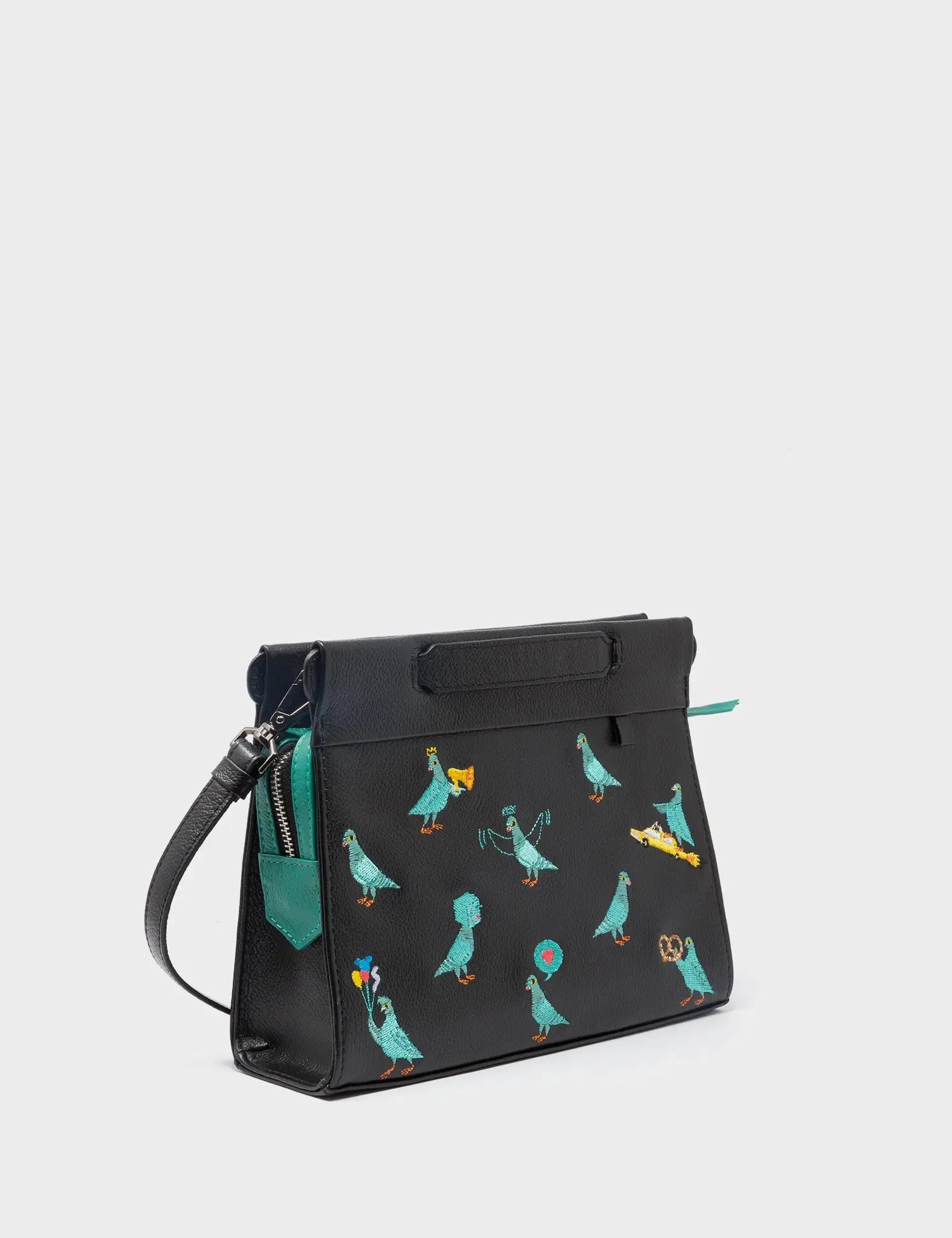 Durable Compact Piece Built to withstand the demands of daily use while maintaining style Vali Crossbody Small Black Leather Bag - Pigeonista Embroidery