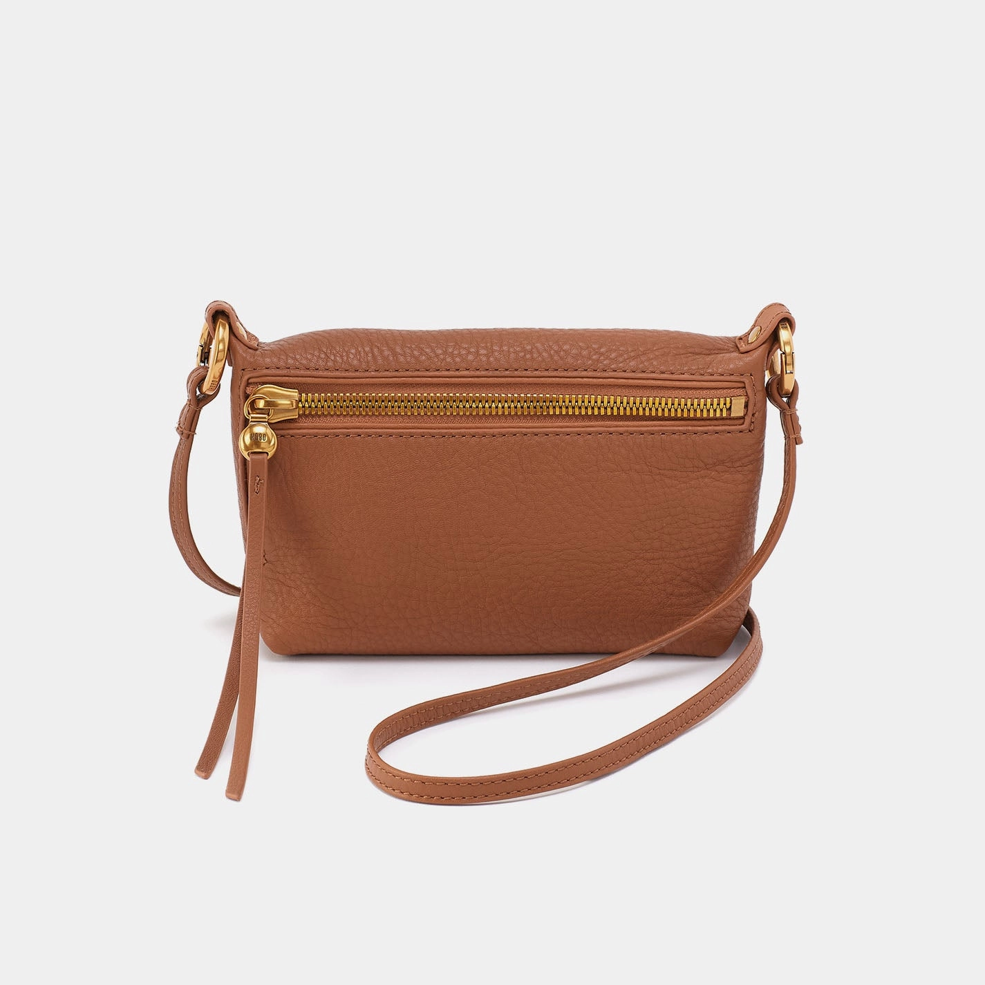 Run About Crossbody In Pebbled Leather - Warm Honey Casual Outfit Compact accessory