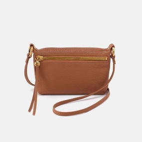 Run About Crossbody In Pebbled Leather - Warm Honey Compact Storage Space Compact Lifestyle Accessory