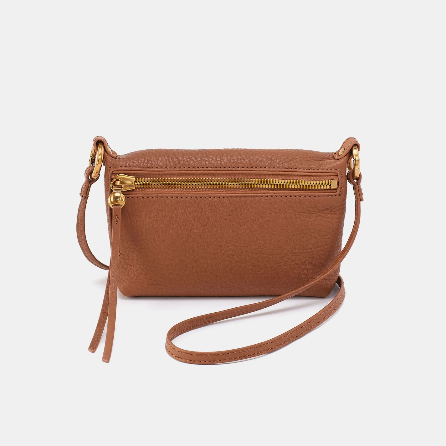 Run About Crossbody In Pebbled Leather - Warm Honey Compact Storage Space Compact Lifestyle Accessory