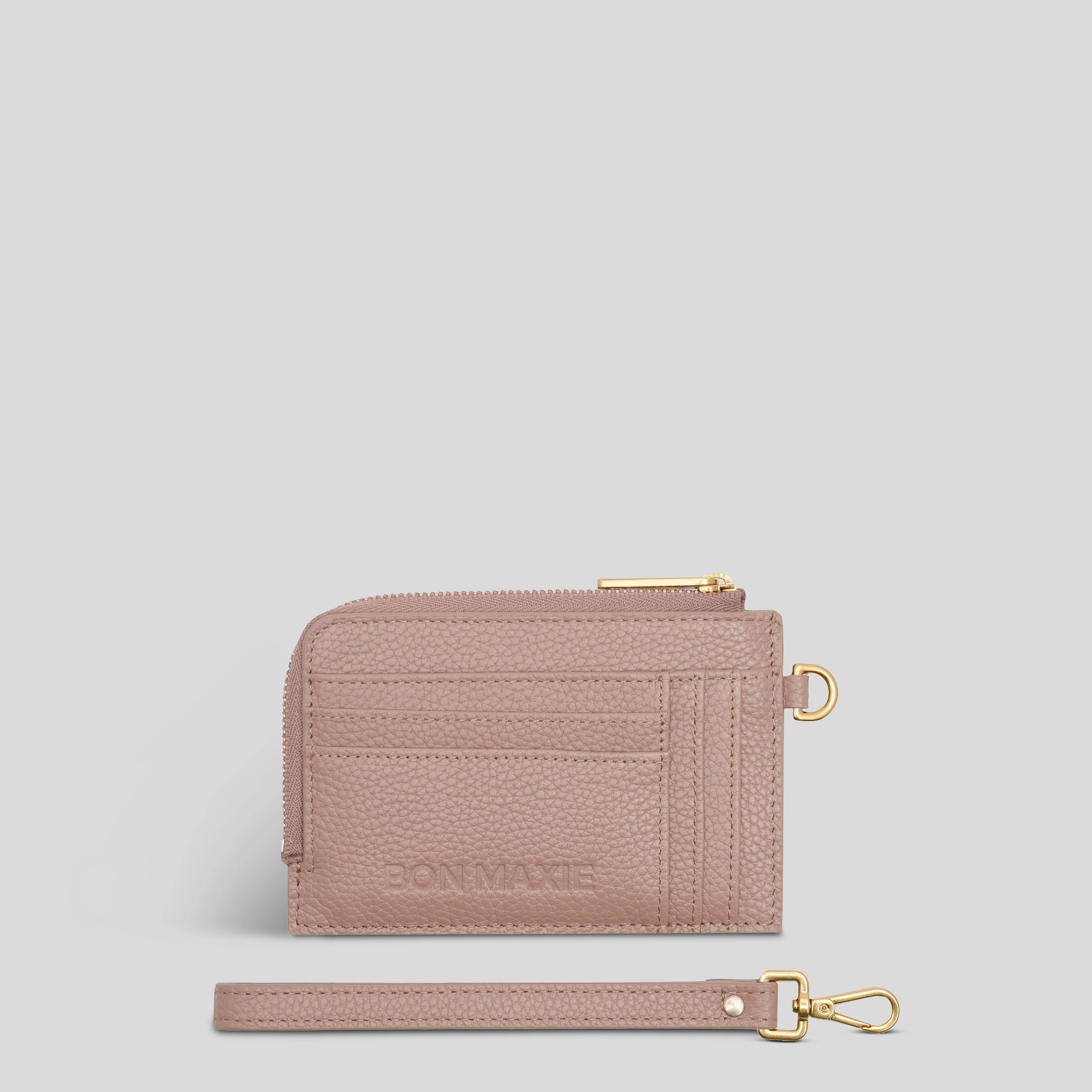 Customizable wallet design Everyday Mini Wallet in full-grain pebbled leather -- Milk Tea