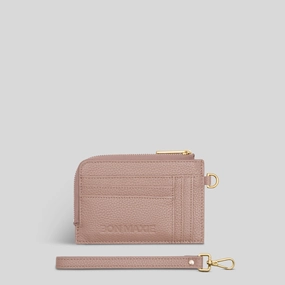 Customizable wallet design Everyday Mini Wallet in full-grain pebbled leather -- Milk Tea