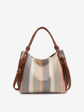 Fashion Finish Connar Vegan Striped Tote