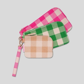 Practical Simplicity Minimal Feature Bag Buddy Pouch Set of 3 with wrist strap -- Colour Gingham