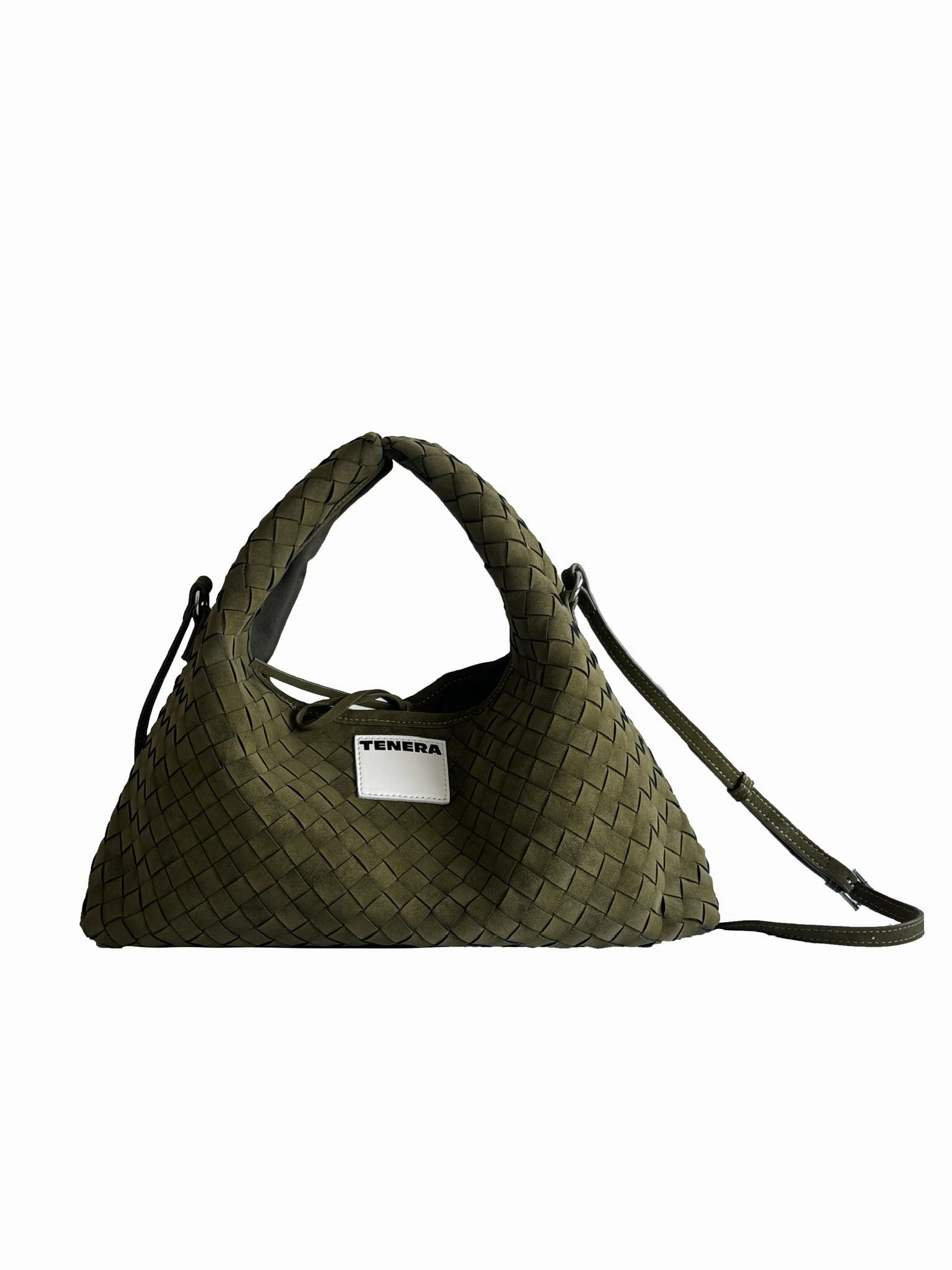 (Olive Green)Mini Hobo Crossbody Bag-TENERA Handwoven Suede Collection Outdoor Comfort Organized Storage
