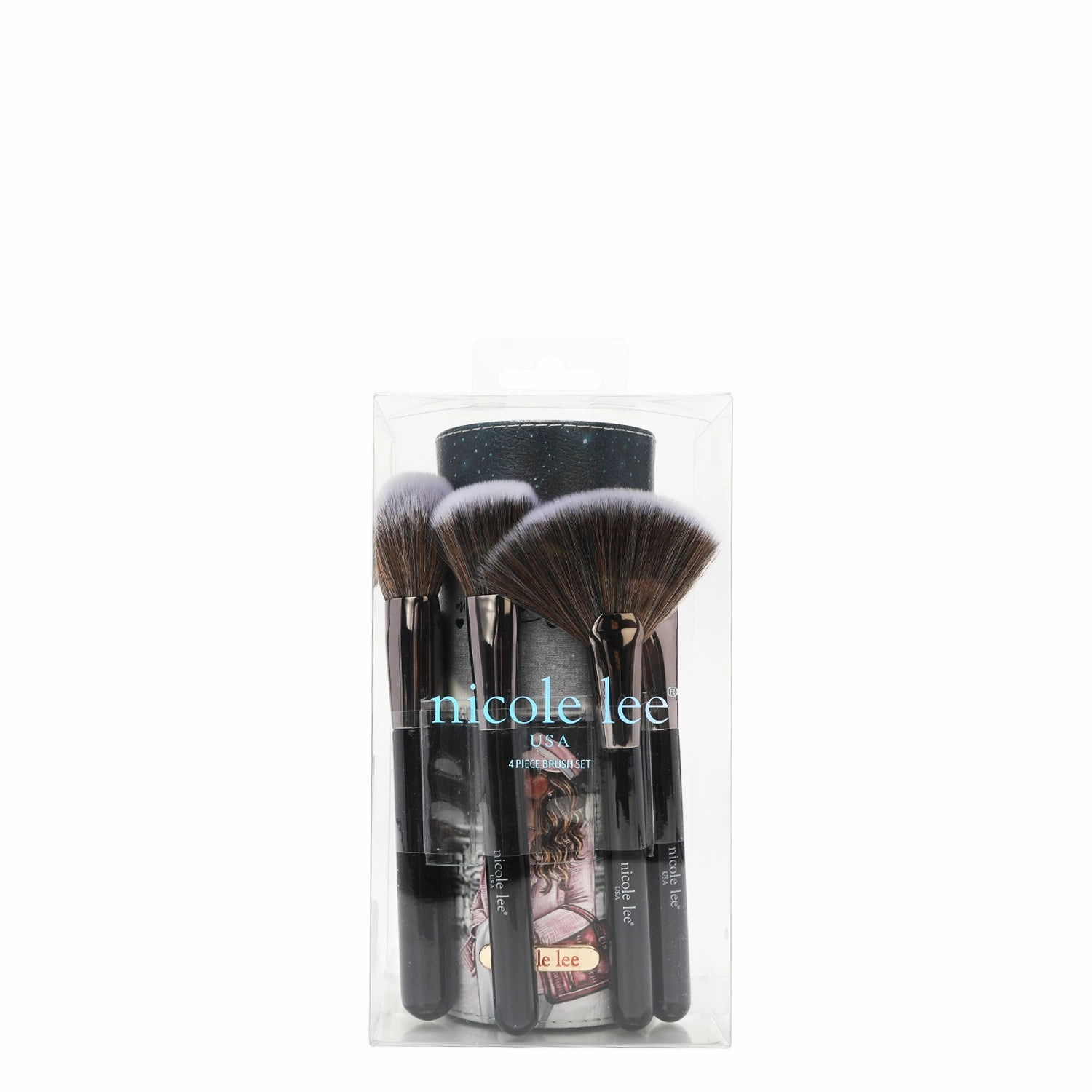 Minimal Travel Essential Utility MACARIA MAKEUP CASE WITH 4 PIECE BRUSH SET