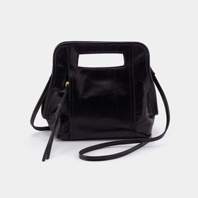 Premium Finish Ace Crossbody in Polished Leather - Black