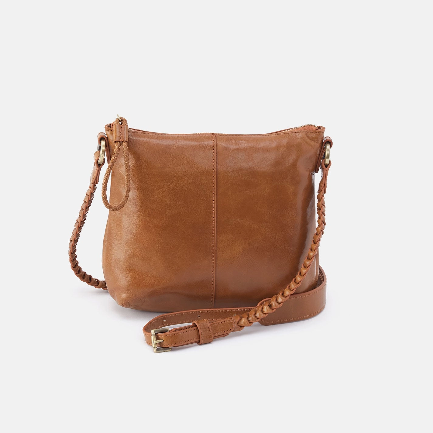 Functional Travel Everyday Durability Lasso Medium Crossbody in Polished Leather - Truffle