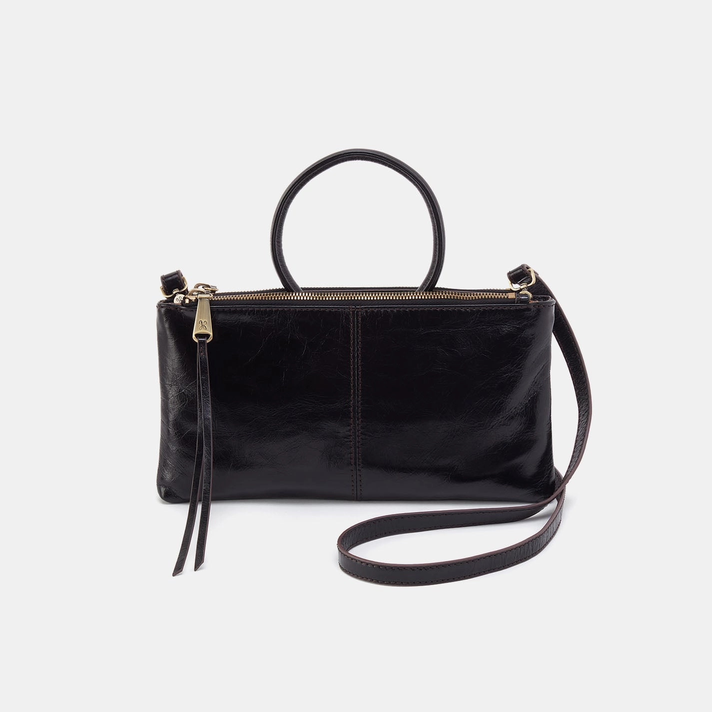 Urban Aesthetic Sable Crossbody in Polished Leather - Black