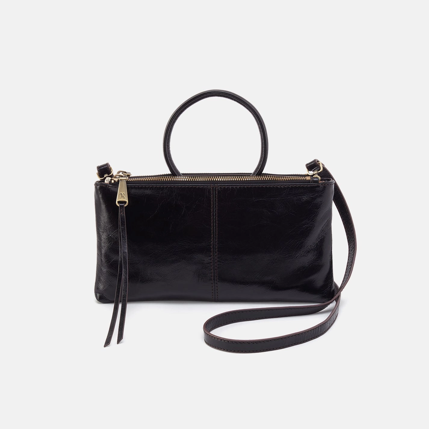 Classic design with timeless appeal that never goes out of style Sable Crossbody in Polished Leather - Black