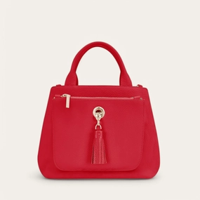 Mini D Tote | Pillarbox Red with Gold hardware Travel Utility Practical Functionality