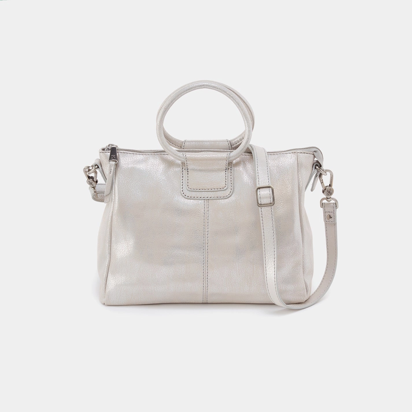 Sheila Medium Satchel In Metallic Leather - Silver Daily Utility