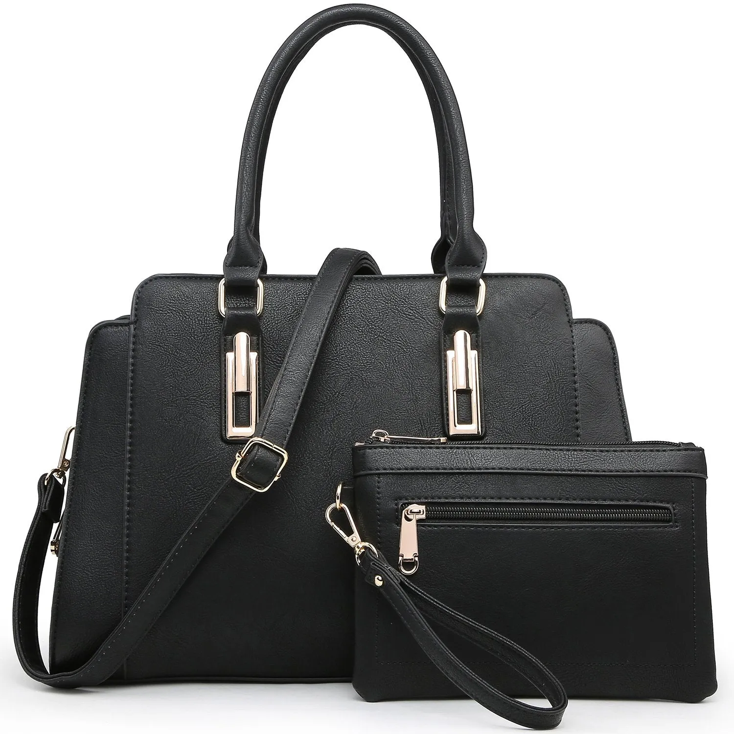 Top Handle Handbag with Matching Wristlet Minimal Form
