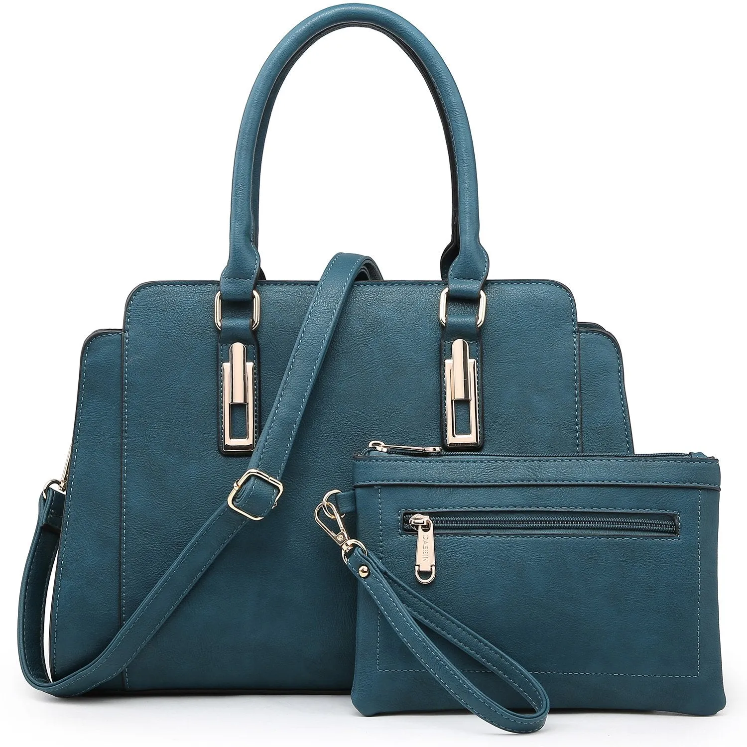 Top Handle Handbag with Matching Wristlet Stylish Utility Timeless Weekend