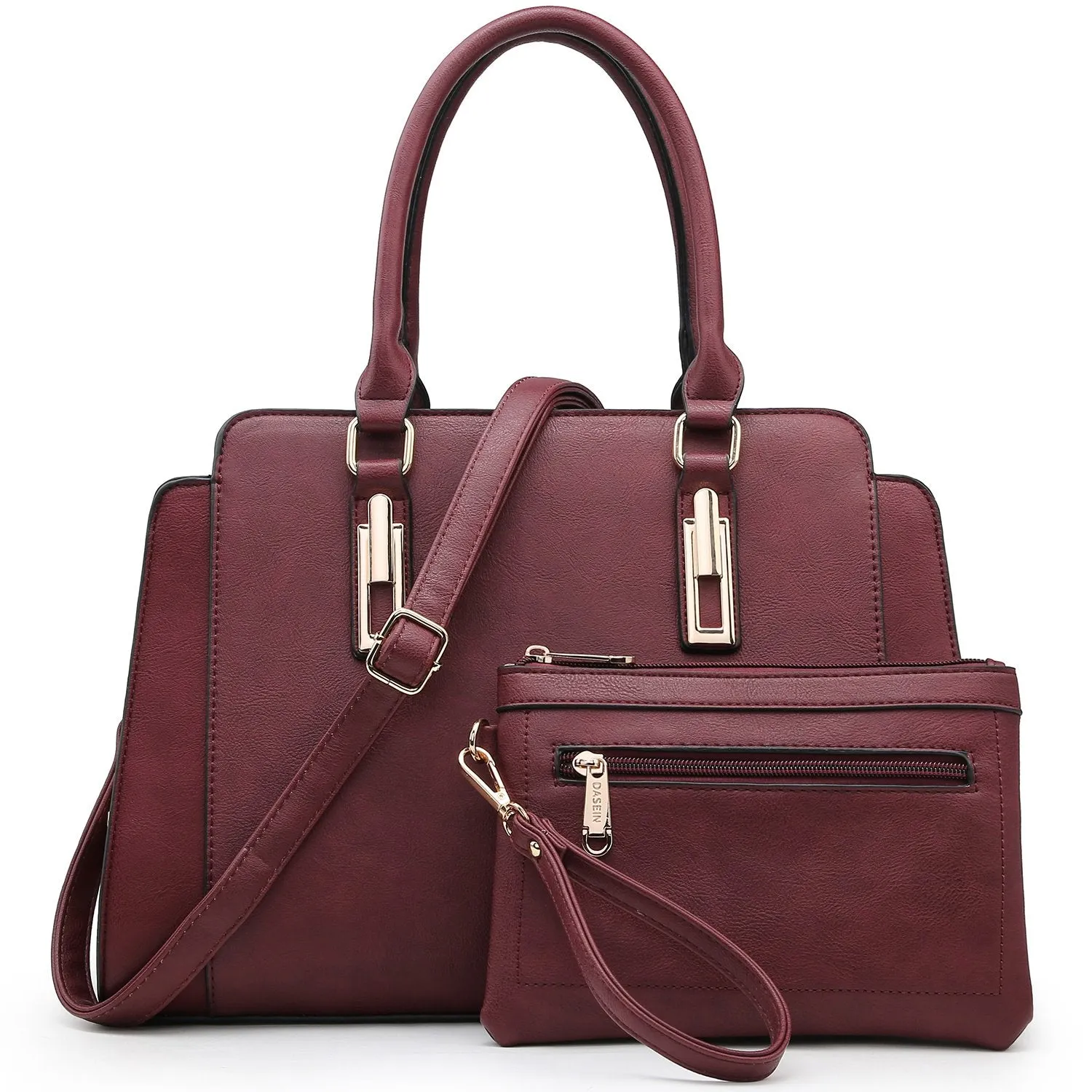 Work Function Travel Look Top Handle Handbag with Matching Wristlet