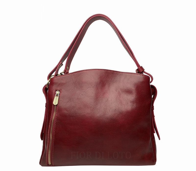 Genuine Italian Leather Shoulder Bag-Marianella Red Durable Simplicity Comfort Function