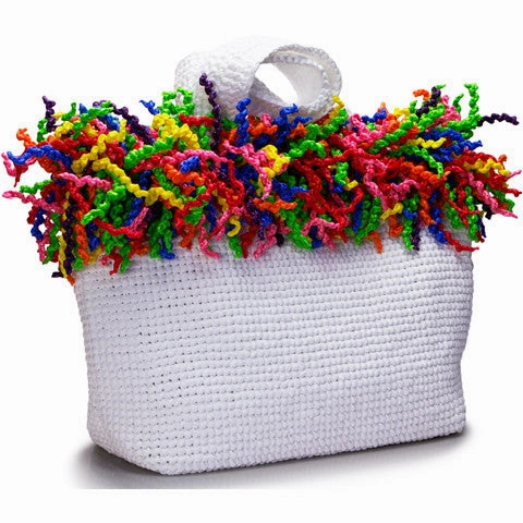 Spiral Tote (Happy Tote). White with Multi-Colors Classic Functionality Functional Piece